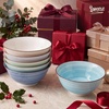 image:imageSweese 10 oz Ceramic Bowls Set of 6 White Cereal Bowls for Yogurt Fruit Dessert Oatmeal and Snacks Stackable Small Serving Bowls for Breakfast and Everyday UseNew Blue
