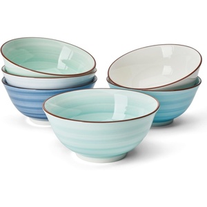image:imageSweese 10 oz Ceramic Bowls Set of 6 White Cereal Bowls for Yogurt Fruit Dessert Oatmeal and Snacks Stackable Small Serving Bowls for Breakfast and Everyday UseNew Blue