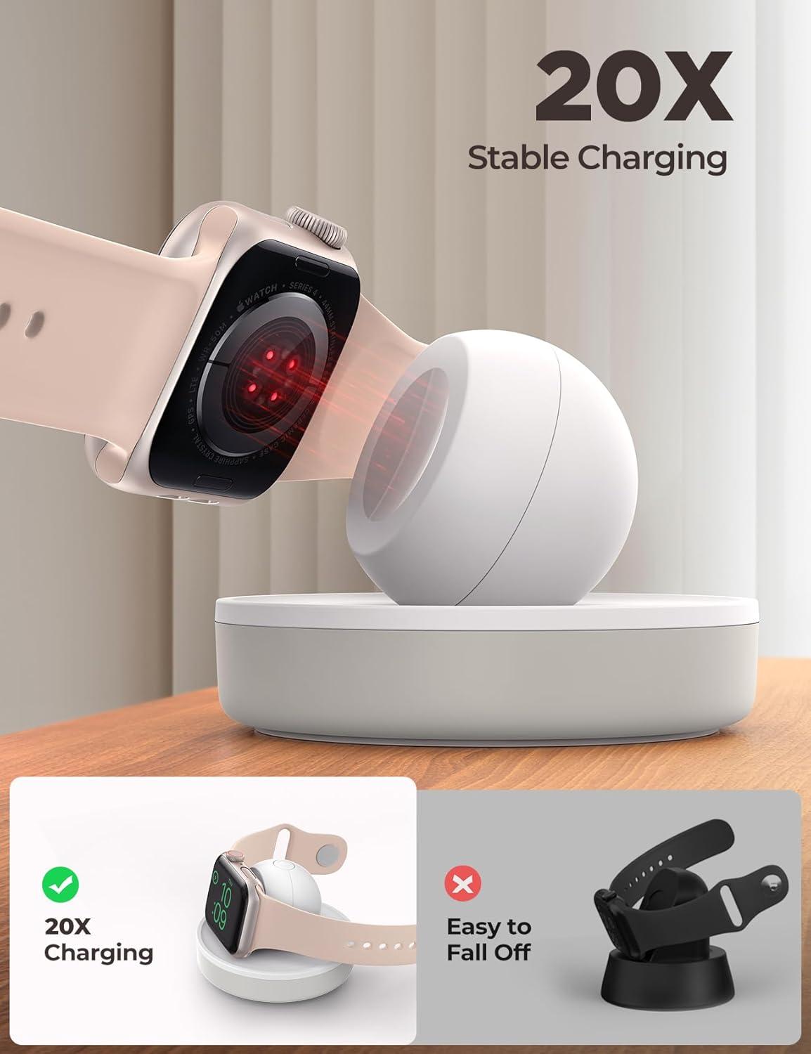 imageJOYROOM for Apple Watch Charger Stand Portable Magnetic Charging Dock for Apple Watch 10 with Colorful Light ampamp CableFast iWatch Charger Stand for Apple Watch Series 10 9 8 7 6 5Ultra 2 SEWhiteWhite