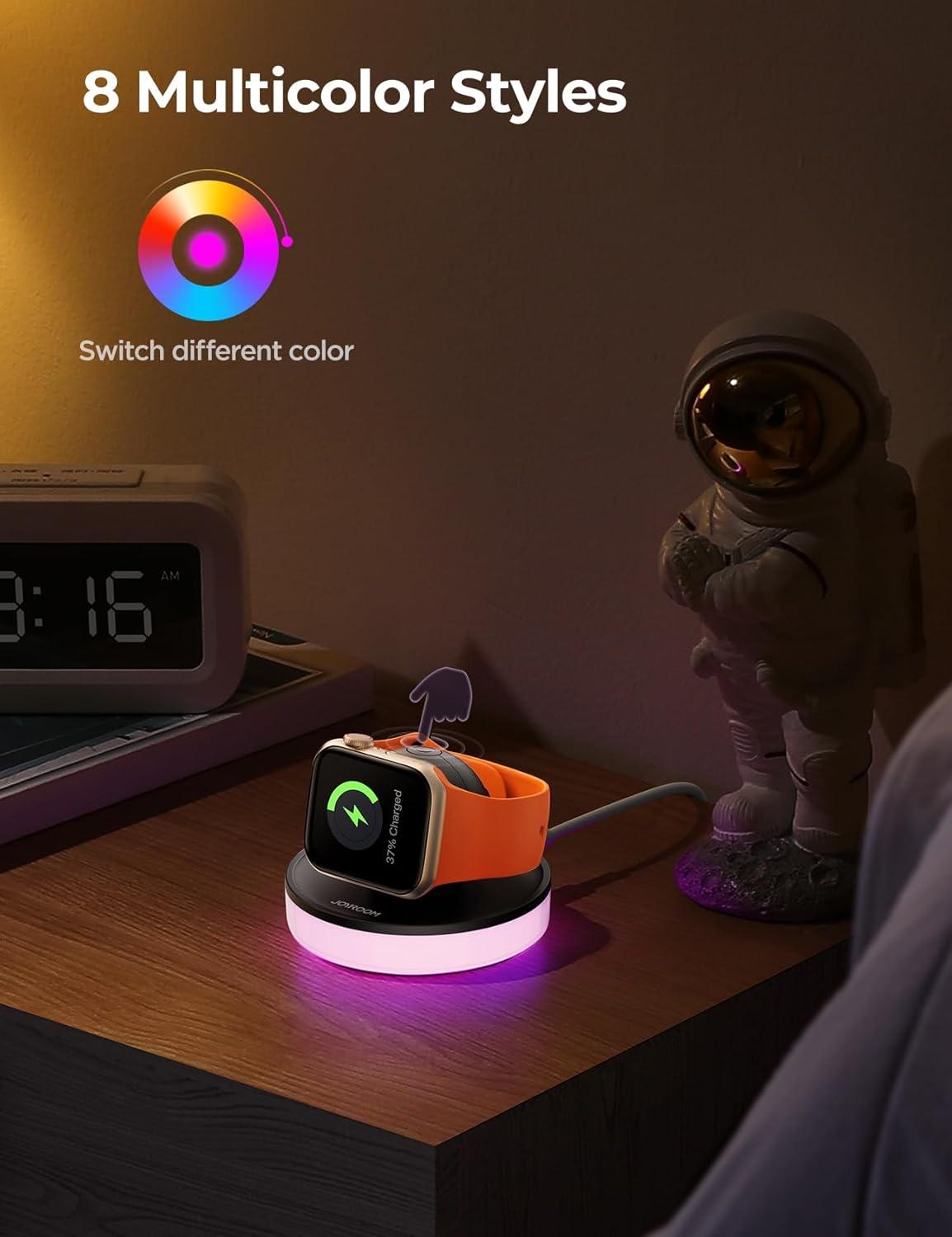 imageJOYROOM for Apple Watch Charger Stand Portable Magnetic Charging Dock for Apple Watch 10 with Colorful Light ampamp CableFast iWatch Charger Stand for Apple Watch Series 10 9 8 7 6 5Ultra 2 SEWhiteBlack