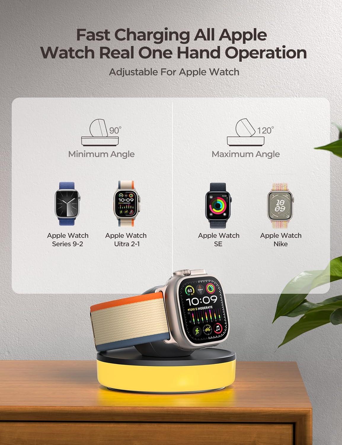 imageJOYROOM for Apple Watch Charger Stand Portable Magnetic Charging Dock for Apple Watch 10 with Colorful Light ampamp CableFast iWatch Charger Stand for Apple Watch Series 10 9 8 7 6 5Ultra 2 SEWhiteBlack