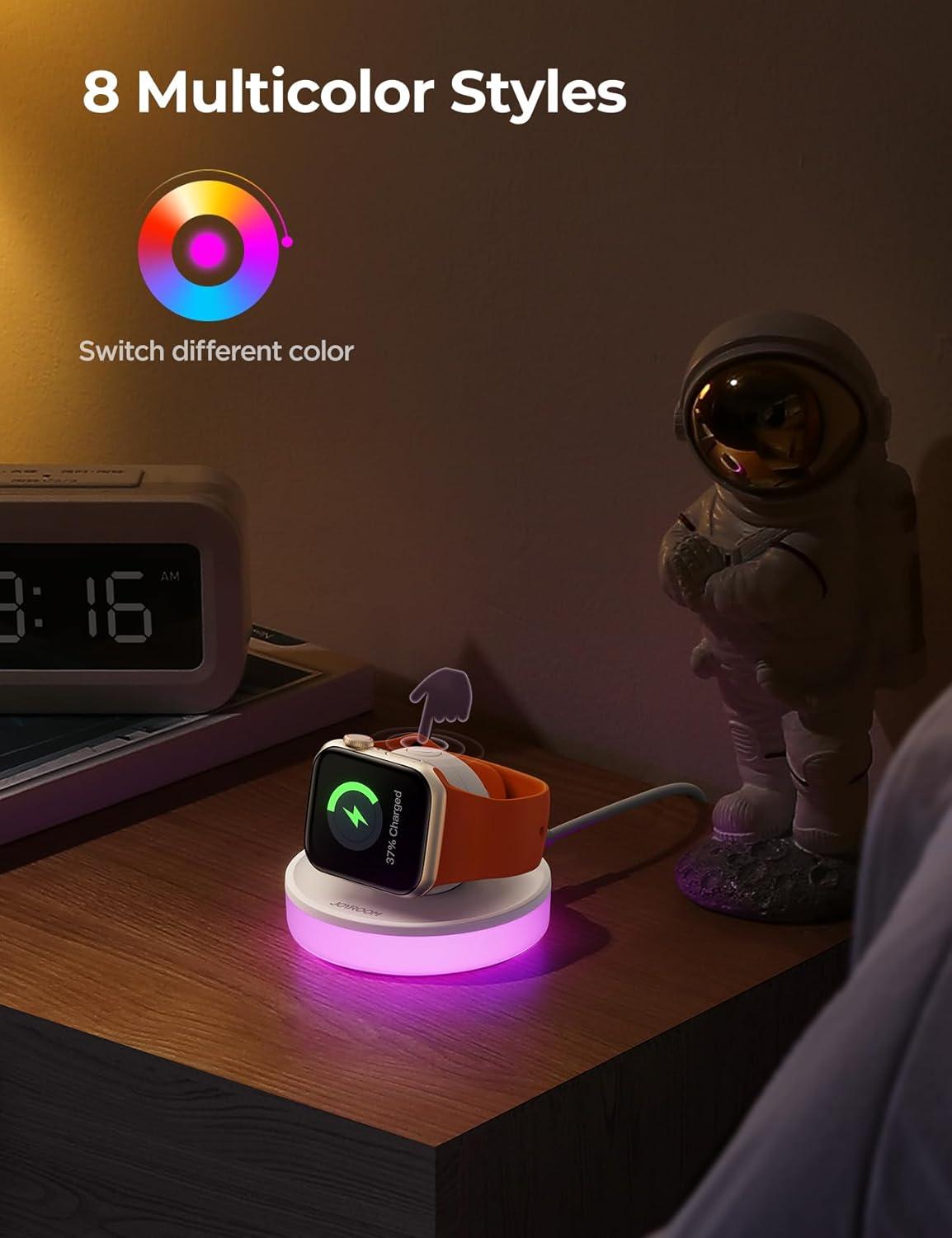 imageJOYROOM for Apple Watch Charger Stand Portable Magnetic Charging Dock for Apple Watch 10 with Colorful Light ampamp CableFast iWatch Charger Stand for Apple Watch Series 10 9 8 7 6 5Ultra 2 SEWhiteWhite