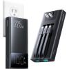 imageJOYROOM Portable Charger 10000mAh Power Bank with Builtin Cables and AC Wall Plug PD 225W Fast Charging Battery Pack Compatible with iPhone iPad and Tablet GoldBlack