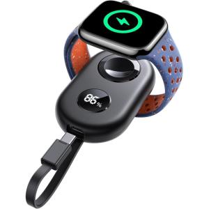 imageJOYROOM Portable Charger for Apple Watch 10 2500mAh Fast Charging iWatch Charger KeyChain USB C Cable Magnetic Wireless Travel Power Bank for Apple Watch Series 9876SE5432NikeUltraUltra 2Black