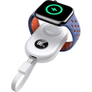 imageJOYROOM Portable Charger for Apple Watch 10 2500mAh Fast Charging iWatch Charger KeyChain USB C Cable Magnetic Wireless Travel Power Bank for Apple Watch Series 9876SE5432NikeUltraUltra 2White