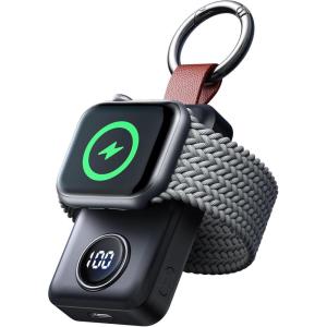 imageJOYROOM Portable Charger for Apple Watch2000mAh Fast Charger for iWatch Series 1098765432SEUItra2Ultra Power Bank Keychain Style with Compact Magnetic Design Travel EssentialMintBlack