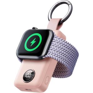 imageJOYROOM Portable Charger for Apple Watch2000mAh Fast Charger for iWatch Series 1098765432SEUItra2Ultra Power Bank Keychain Style with Compact Magnetic Design Travel EssentialMintPink