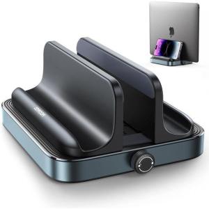 imageJOYROOM Vertical Laptop StandUser Friendly ampamp Space Saving Aluminum Laptop Holder Desktop Stand with Adjustable Knobs for MacBookSurfaceDellChrome BookGaming Laptops Up to 173 inch Black