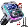 image2022 Bluetooth 53 FM Transmitter for Car JOYROOM Stronger Dual Mics ampamp HiFi Deep Bass Sound  48W PDampampQC30 Bluetooth Car Adapter HandsFree Calling Larger LED AUX Output ampamp U DiskGraphite black