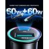 image60W Fast Car Charger Mini Car Charger Adapter Fast Charging Cigarette Lighter Adapter Dual Port Car Charger with 40inch Cable USB C Car Charger for iPhone 161514131211 Samsung S24S23S2260WBLACK