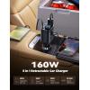 imageJOYROOM 5 in 1 Car Cigarette Lighter Adapter 160W Fast Charging Car Charger Adapter 2Socket Cigarette Lighter Splitter Retractable Car Charger for iPhone Android All Car DevicesBlack