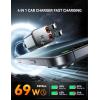 imageSuper Compact Retractable Car Charger 4 in 1 69W Car Charger USB C iPhone 16 Car Charger Fast Charging Car Accessories Car Phone Charger Adapter for iPhone 15 Pro Max Pixel RedDark Gray