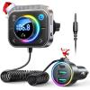 imageJOYROOM 66W Bluetooth 54 Car Adapter Aux with 3 Charging PortsPD 30W ampamp 2  18WAir Vent Installation for Safe Deep HiFi Bass Player Wireless Radio FM Transmitter for Car with Colorful LED LightBlack