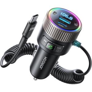 image60W Bluetooth 54 Car Adapter FM Transmitter PD 30W ampamp 30W Type C Coiled Cable Wireless Radio Music Player HandsFree Call USB C Cigarette Lighter Adapter Support USB Drive  A Must for Family TravelBlack