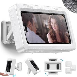 imageJOYROOM Shower Phone Holder Waterproof 480 Rotation Adjustable Phone Case Holder AntiFog Wall Phone Mount Stand Cover for Bathroom Bathtub Kitchen Shower Accessories Essentials for 47quot Phones