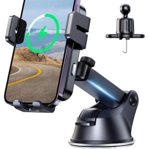 imageJOYROOM Wireless Car Charger15W Qi Fast Charging Car Charger Phone Holder Mount AutoClamping Alignment Windshield Dashboard Air Vent Cell Phone Holder for iPhone 16 Pro Max15 ProSamsung S24S23