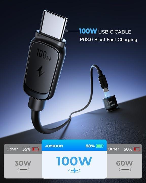 image120W Car Charger USB C for iPhone 16 Pro JOYROOM 3 Port Super Fast Car Charger Adapter PD100WPD35W Car Phone Charger Type C Fast Charging for iPhone 16 15 Pro Max Samsung S24 S23 iPad Laptop120WBLACK