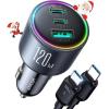 image120W Car Charger USB C for iPhone 16 Pro JOYROOM 3 Port Super Fast Car Charger Adapter PD100WPD35W Car Phone Charger Type C Fast Charging for iPhone 16 15 Pro Max Samsung S24 S23 iPad Laptop120WBLACK