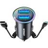 imageCar ChargerJOYROOM 48A Car Phone Charger All Metal Mini Cigarette Lighter USB Charger with Type C Coiled Cable for iPhone 15 Pro Dual USB Car Charger Adapter Fast Charge for iPhoneSamsungAndroid