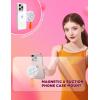 imageJOYROOM Magnetic Suction Phone Case Mount with Silicone Loop Silicone Suction Cup Phone Grip Holder Stand for iPhone 16 Pro Max HandsFree for Selfies and Tiktok Videos Creator and Sharer Hot PinkWhite Orange