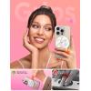 imageJOYROOM Magnetic Suction Phone Case Mount with Silicone Loop Silicone Suction Cup Phone Grip Holder Stand for iPhone 16 Pro Max HandsFree for Selfies and Tiktok Videos Creator and Sharer Hot PinkWhite Orange