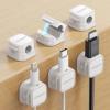 image12 Pack Magnetic Cord Holder Cord Organizer Cable Clip for Desk Management JOYROOM Smooth Adjustable Cable Clip Wire Holder Keeper Organizer for Home Office Desk Phone Car Wall Desktop NightstandWhite