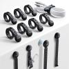 imageJOYROOM 12PCS Silicone Magnetic Cable Ties Reusable ampamp Adjustable Cord Organizers with Buckle Holes Elastic Cord Ties Reusable Cable Management Ties for Home ampamp Office BlackBlack