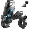 imageJOYROOM Aluminum Alloy Motorcycle Phone Mount with Vibration Dampener Motorcycle Phone Holder for Motorcycle Harley Bike Bicycle Scooter ATVUTV Compatible with iPhone Samsung All Cell PhonesBlack