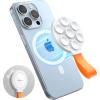 imageJOYROOM Magnetic Suction Phone Case Mount with Silicone Loop Silicone Suction Cup Phone Grip Holder Stand for iPhone 16 Pro Max HandsFree for Selfies and Tiktok Videos Creator and Sharer Hot PinkWhite Orange
