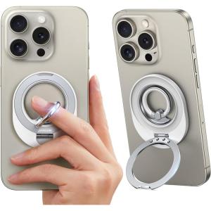 image2024 Newest JOYROOM 2 in 1 Magsafe Phone Pop Grip for Magnetic Socket Sability Max Cell Phone Ring Holder Stand for Phone Case 360 Rotate Finger Ring Kickstand for iPhone 16 15 Pro Max AndroidWhite