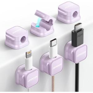 image6 Pack Magnetic Cable Organizer Adhesive Desk Cord Management Cable Smooth Adjustable Wire Holder Keeper Charging Cable Clips Cord Holder for Home Office Desk Phone Car Wall Desktop NightstandLavender Purple