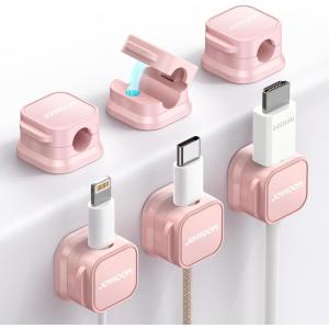 image6 Pack Magnetic Cord Holder Cord Organizer Cable Clip for Desk Management JOYROOM Smooth Adjustable Cable Clip Wire Holder Keeper Organizer for Home Office Desk Phone Car Wall Desktop NightstandAsakura Pink