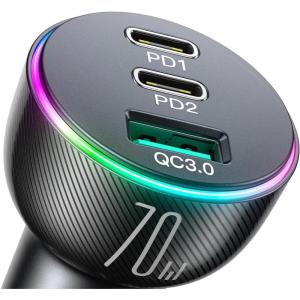 image70W USB C Car Charger JOYROOM Dual PD35W ampamp QC30 Super Fast Charging Compatible with iPhone 16 Pro Max15 Plus14 Pro MaxiPad Pro Samsung Galaxy S24 UltraS23S22 Google Pixel