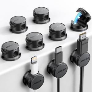 image9 Pack Cable Management Cord Holder Organizer JOYROOM Magnetic Cable Clips Adhesive Wire Keeper Under Desk Cord Hider for Bedside Nightstand Table Desktop USB Wall Car Office Workspace AccessoriesBlack