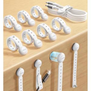 imageJOYROOM 12PCS Silicone Magnetic Cable Ties Reusable ampamp Adjustable Cord Organizers with Buckle Holes Elastic Cord Ties Reusable Cable Management Ties for Home ampamp Office BlackWhite