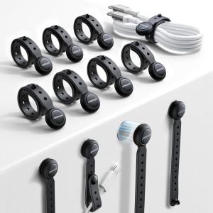 imageJOYROOM 12PCS Silicone Magnetic Cable Ties Reusable ampamp Adjustable Cord Organizers with Buckle Holes Elastic Cord Ties Reusable Cable Management Ties for Home ampamp Office BlackBlack