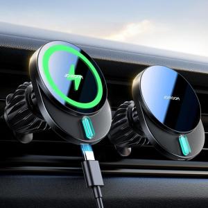 imageJOYROOM 15W for MagSafe Car Mount Charger Ultra Magnetic Phone Holder for Car Vent Charging Fast Wireless Car Charger Mount Fit for iPhone 16 Pro Max Plus Mini 15 14 13 12Black