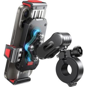 imageJOYROOM Aluminum Alloy Motorcycle Phone Mount with Vibration Dampener Motorcycle Phone Holder for Motorcycle Harley Bike Bicycle Scooter ATVUTV Compatible with iPhone Samsung All Cell PhonesRed