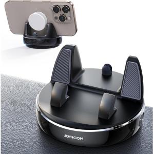imageJOYROOM Car Phone Holder Adjustable Spring Design Dashboard Cell Phone Holder Compatible with Popsocket 360Rotatable ampamp Vertical 30Adjustable Phone Mount for Car SliverBlack