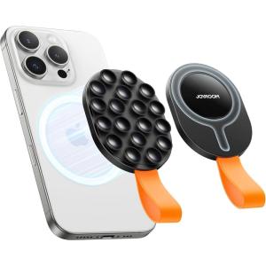 imageJOYROOM Magnetic Suction Cup Phone Mount Silicone Octo Cup Buddy Phone Case Grip Stand Magsafe Suction Mount Phone Holder for ShowerMirror TikTok CreatorHandsFree SelfiesCallMeetingBlackOrange