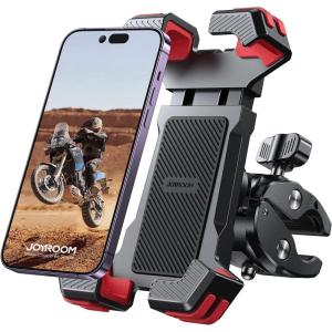 imageJOYROOM Motorcycle Phone Mount Fastest Visualize Lock150mph Wind AntiShake Bike Phone Holder with Easy Install Handlebar Clamp fits for Bicycle Scooter ATVUTV Fit for iPhone ampamp All PhonesRed