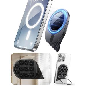 imageJOYROOM Suction Cup Phone Mount Magsafe Phone Grip with Pull Ring Silicone Suction Phone Ring Stand for iPhone Samsung Android Cell Phone Grip Holder for Creators Selfies Fitness