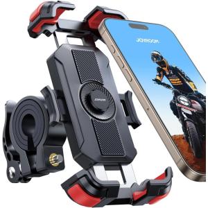 imageJOYROOM Motorcycle Phone Mount 2025 Upgrade Bike Phone Holder Mount Metal Tie Rod1s Auto Lock 150mph Wind AntiShake Bicycle EBike Scooter Accessories for iPhone 1615 Pro 477quot Cell PhoneRed