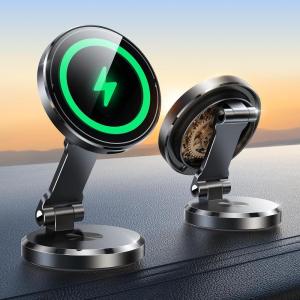 imageJOYROOM for MagSafe Car Mount Charger with Rotatable Charging Panel 15W Fast Charging Magnetic Phone Holder Dashboard Wireless Charger for iPhone Car Mount for iPhone 1615141312 Pro Max PlusBlack