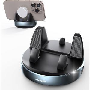 imageJOYROOM Car Phone Holder with 360 Adjustable ampamp Avoid Sun Glare Antislip Spring Snap Design Dashboard Cell Phone Holder Phone Holders for Your Car Compatible with Pop Grip Smartphones GPS DevicesDark Silver Blue