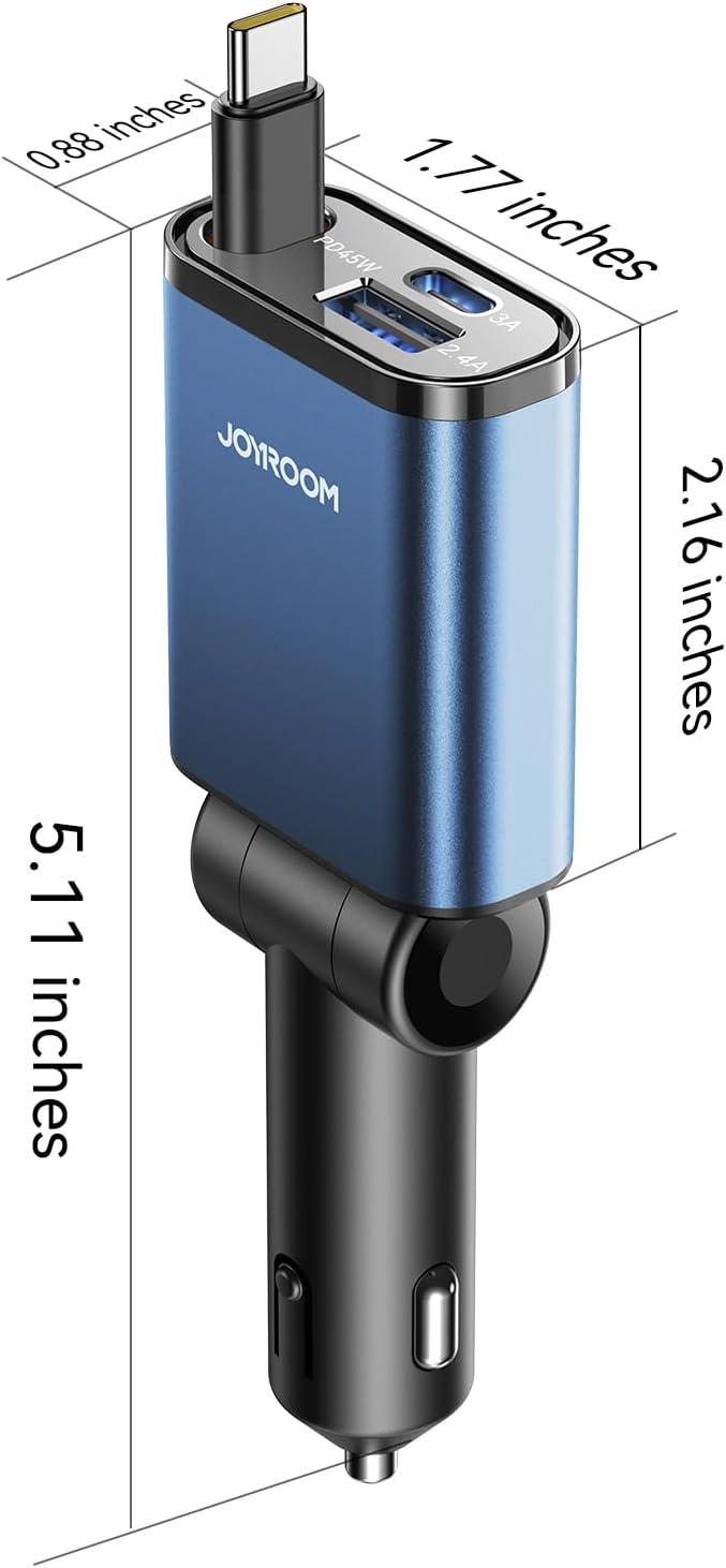 imageCar Charger USB C Fast Charging Retractable for iPhone 16 15 Pro Compact 75 Less Space 57W Fast Type C Car Charger Car Accessories Adapter for iPhone 16 15 Pro Max Samsung Galaxy S2524 AndroidBlue