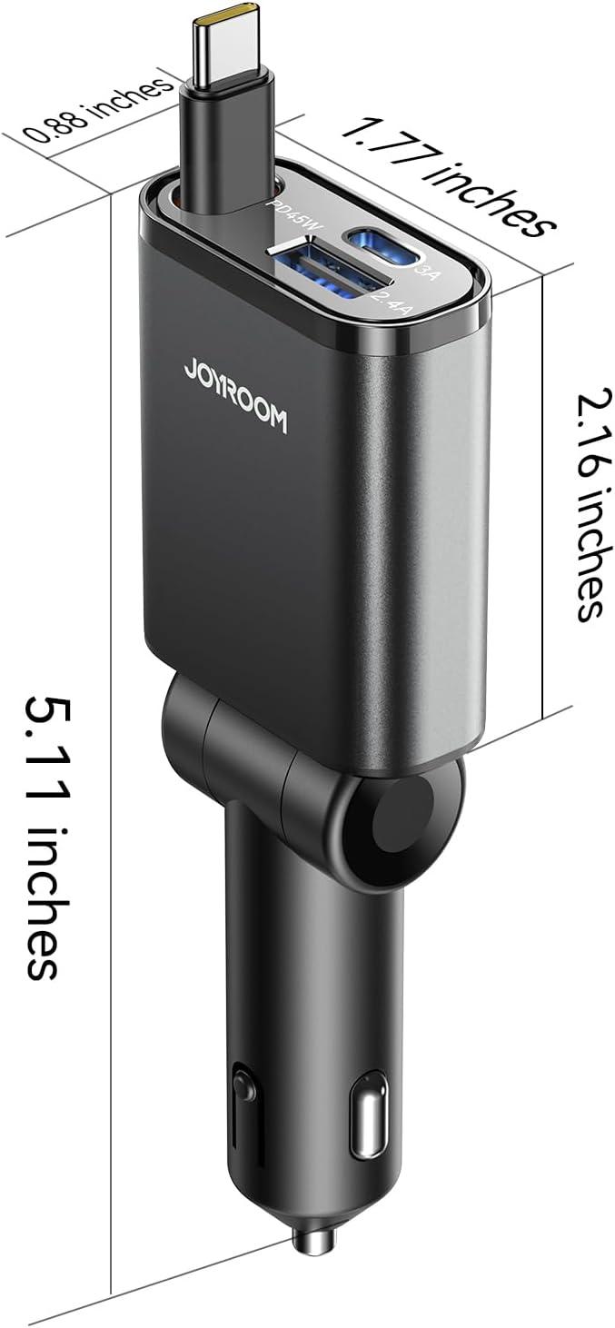 imageCar Charger USB C Fast Charging Retractable for iPhone 16 15 Pro Compact 75 Less Space 57W Fast Type C Car Charger Car Accessories Adapter for iPhone 16 15 Pro Max Samsung Galaxy S2524 AndroidBlack