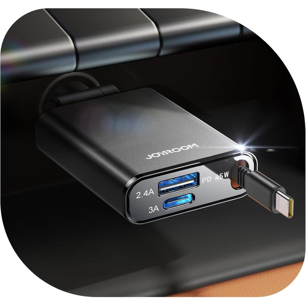 imageCar Charger USB C Fast Charging Retractable for iPhone 16 15 Pro Compact 75 Less Space 57W Fast Type C Car Charger Car Accessories Adapter for iPhone 16 15 Pro Max Samsung Galaxy S2524 AndroidBlack