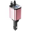 image2025 UltraCompact Retractable Car Charger USB C 84W Car Accessories Adapter for iPhone 16 Fast Charging Car Travel Essentials Gifts for Women Men Car Phone Charger for iPhone 16e 15 Pro Max BluePink