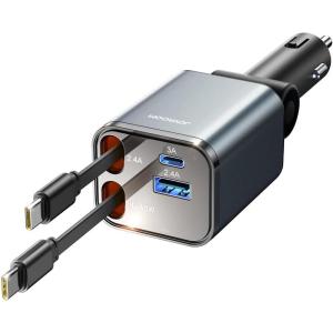 image2025 UltraCompact Retractable Car Charger USB C 84W Car Accessories Adapter for iPhone 16 Fast Charging Car Travel Essentials Gifts for Women Men Car Phone Charger for iPhone 16e 15 Pro Max BlueDark Gray